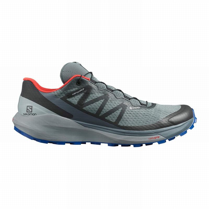 Salomon Israel SENSE RIDE 4 GORE-TEX INVISIBLE FIT - Mens Trail Running Shoes - Dark Blue/Black (KEB